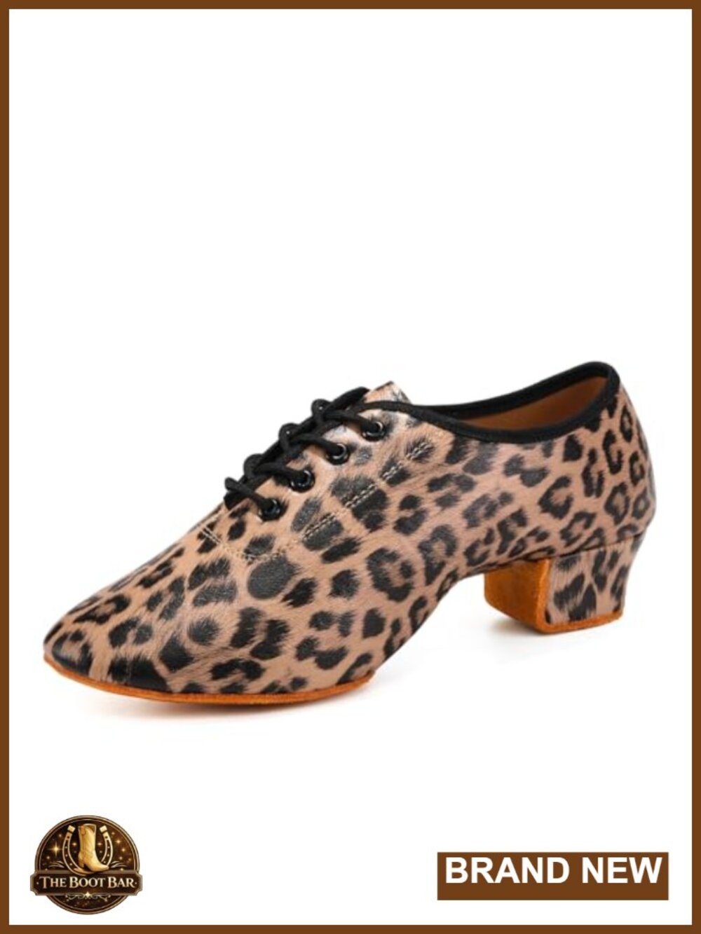 Uonpie Leopard Ballroom Dance Shoes - Latin Salsa Practice Heels Block Heel
